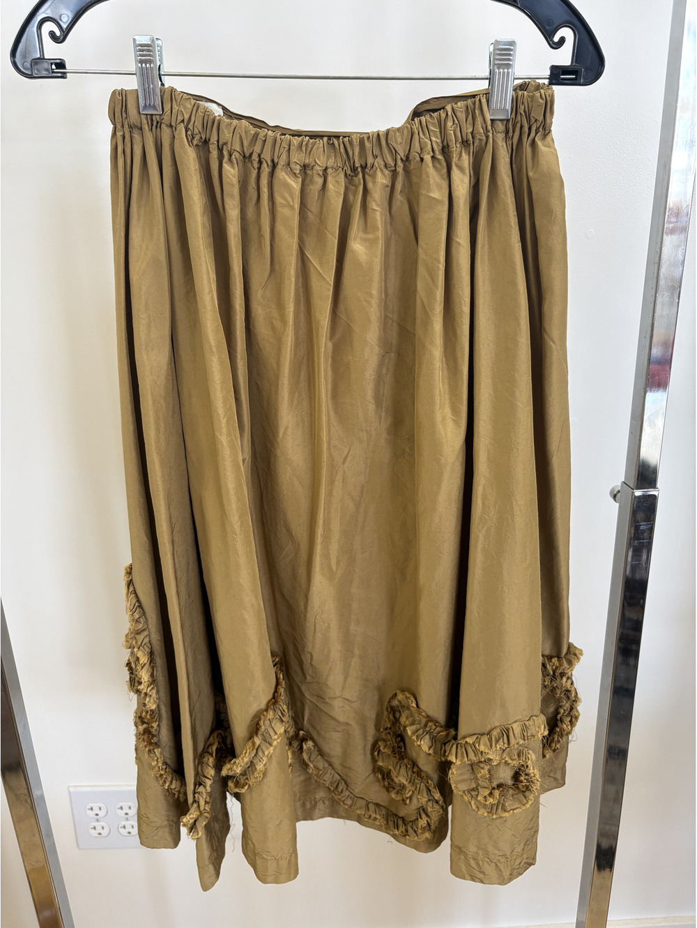 Brown Krista Larson Silk Skirt, 13" Waist Length (not circumference)